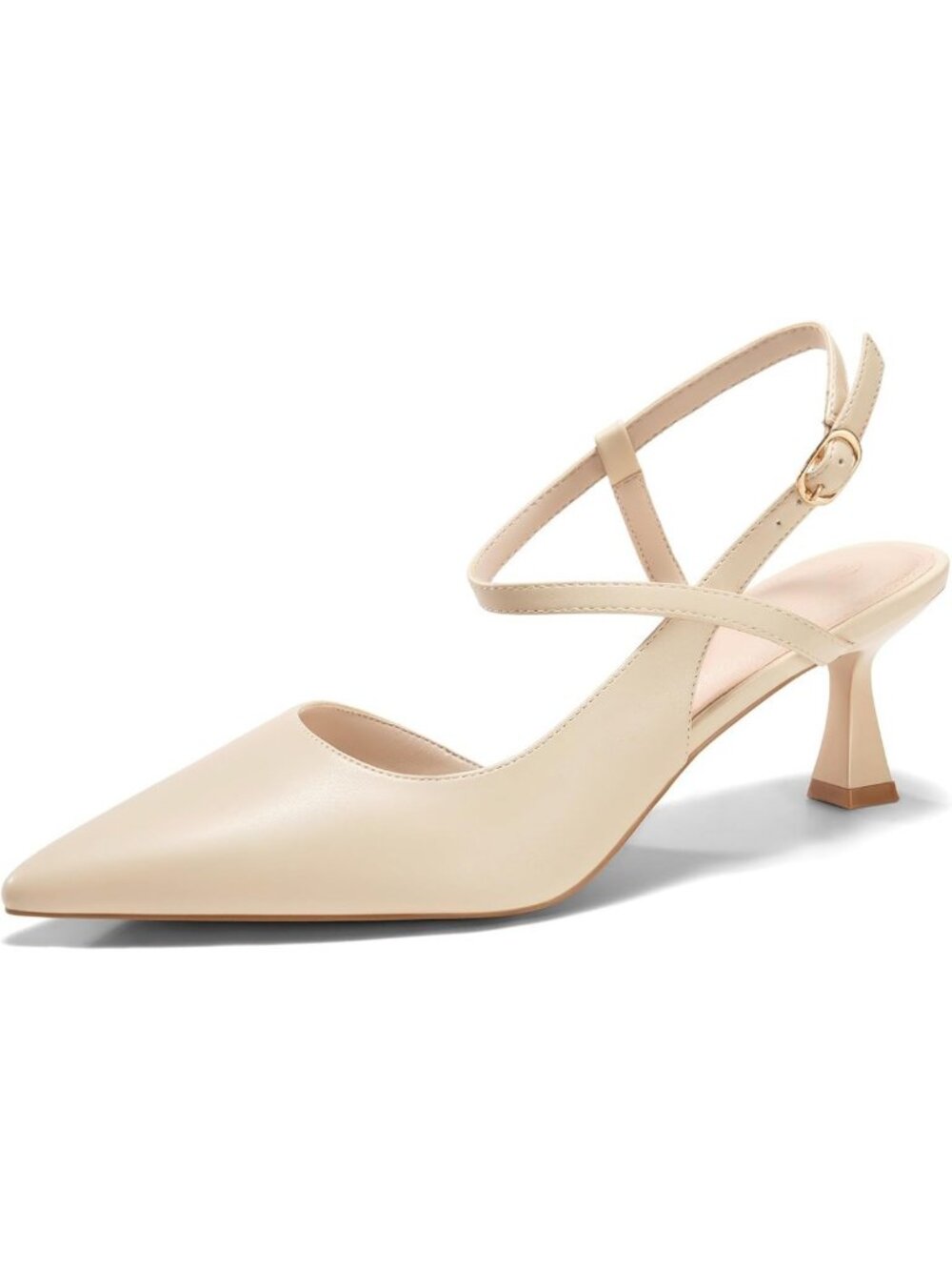 Chic Low Kitten Heel Slingback Pumps - Pointed Toe Slip-On Dress Shoes for Women